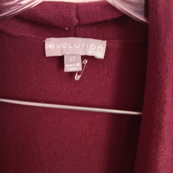 Women's Evolution by Cyrus Open Front Burgundy Cardigan Size XS NWOT - Picture 3 of 6